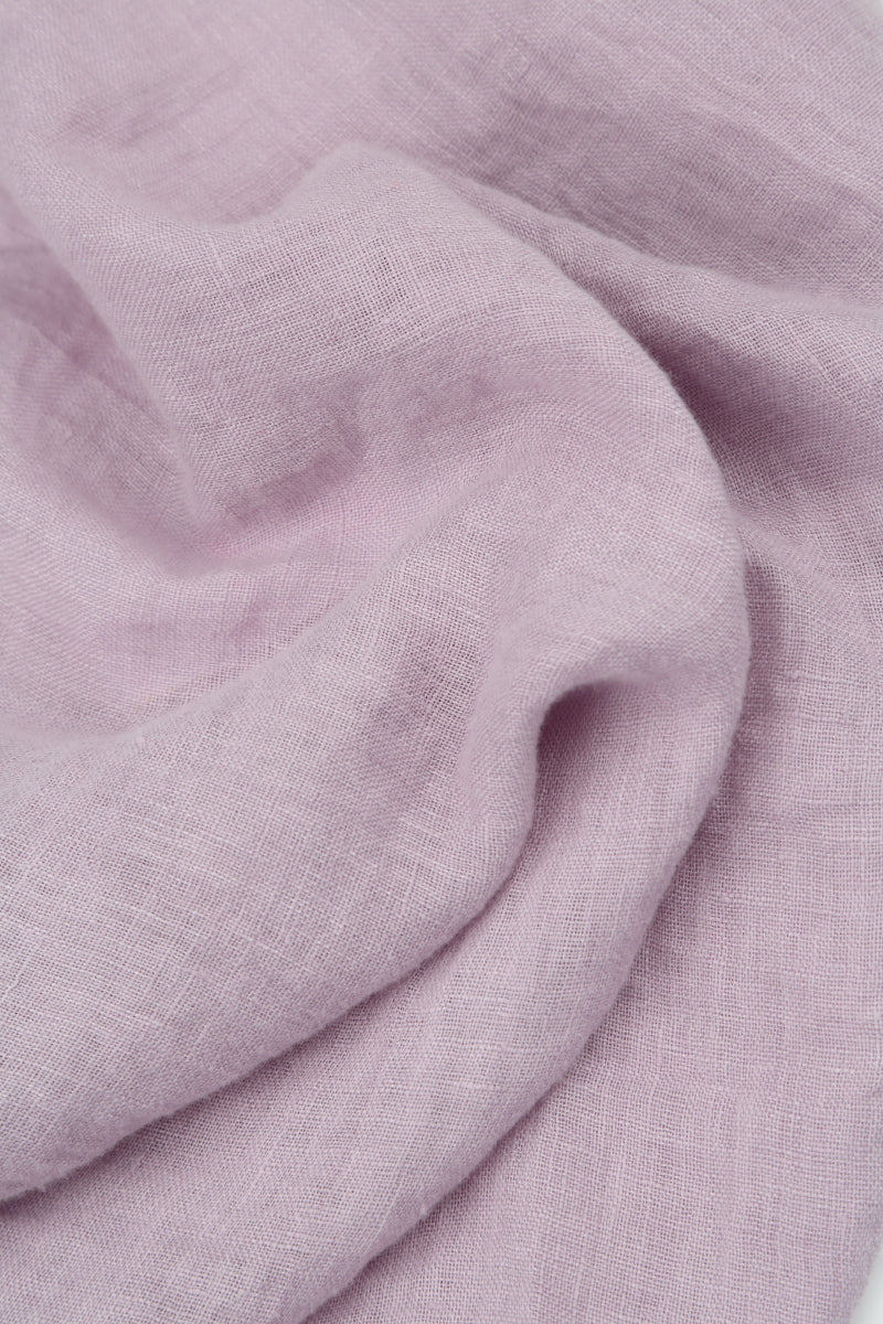 Layered Short Sleeves Lilac Gauze Linen Blouse 5