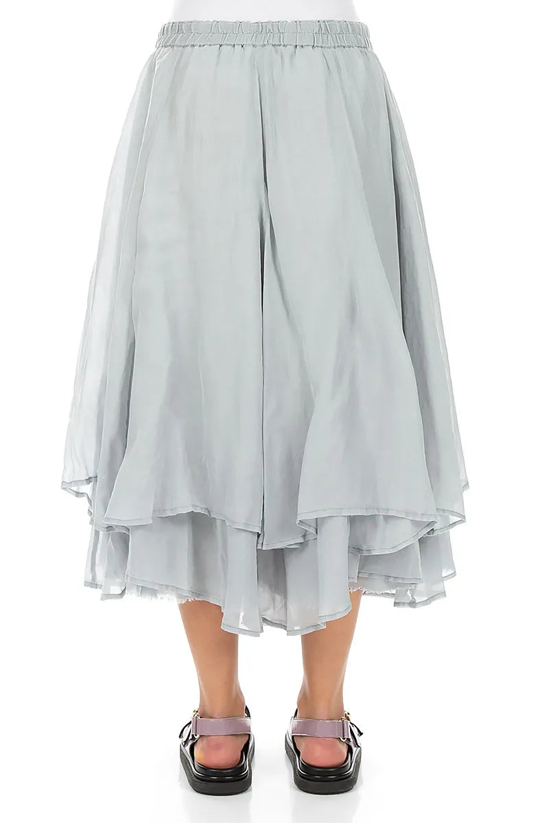 Layered Silver Grey Silk Cotton Skirt 2