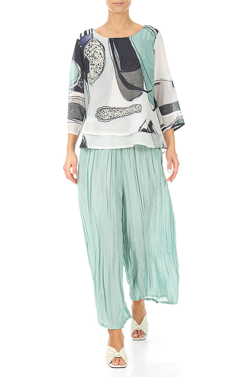 Layered Tumbled Stone Silk Cotton Blouse 4