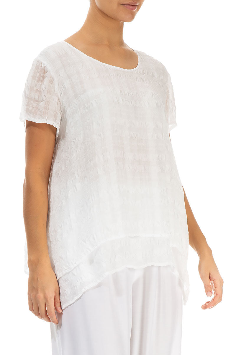 Layered White Light Silk Blouse 3