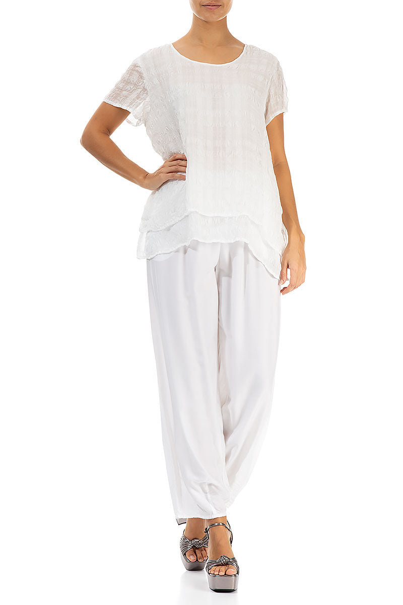 Layered White Light Silk Blouse 4