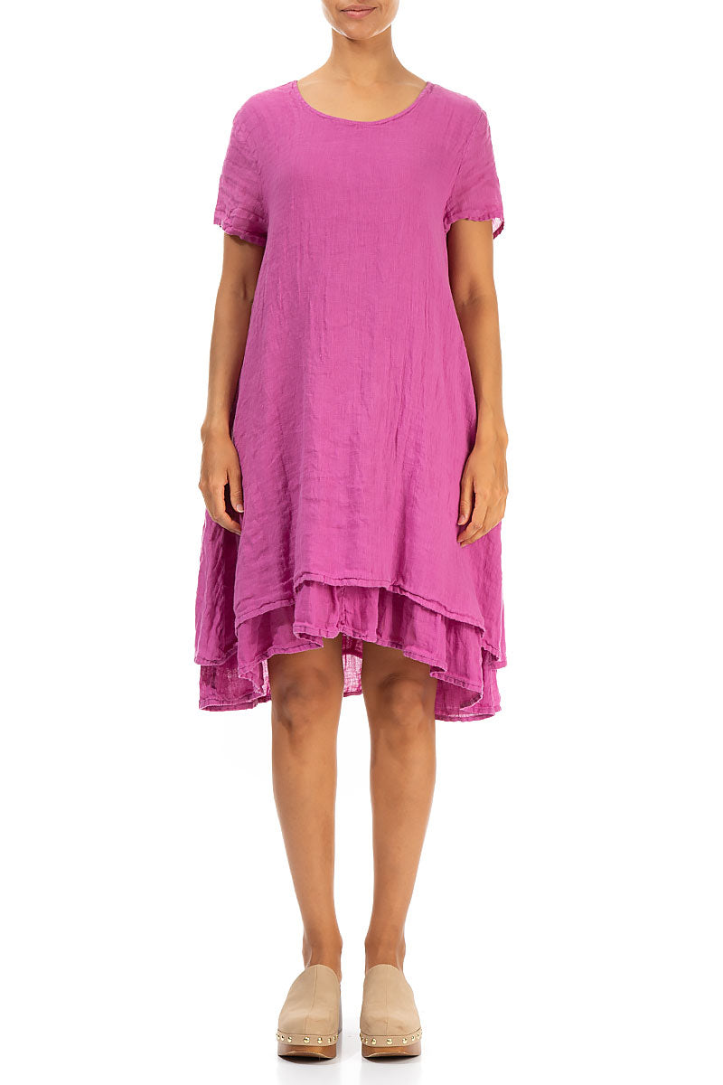 Layered Wild Berry Gauze Linen Dress 1