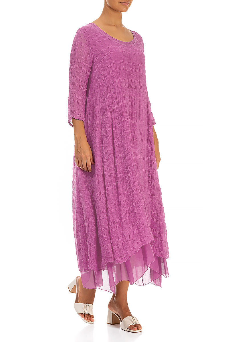 Layered Wild Berry Textured Light Silk Dress 3