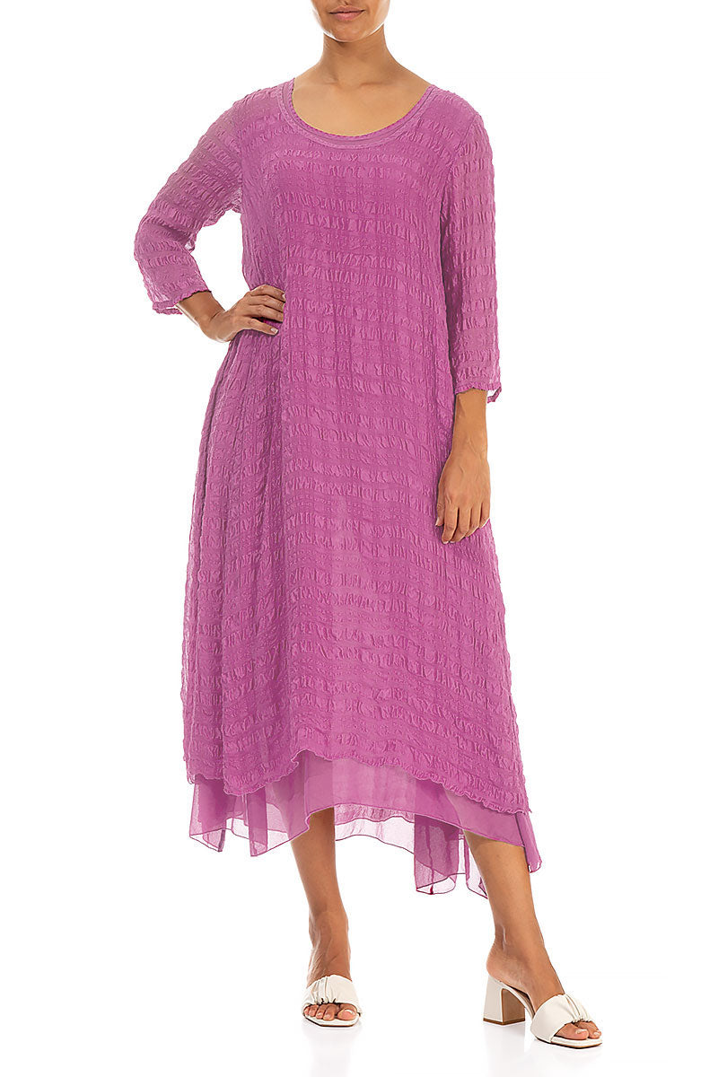 Layered Wild Berry Textured Light Silk Dress 4