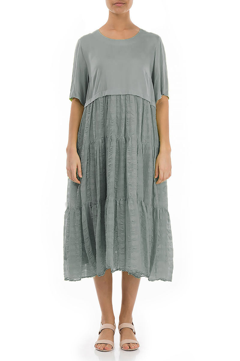 Lightweight Grey Sage Silk Dress 1