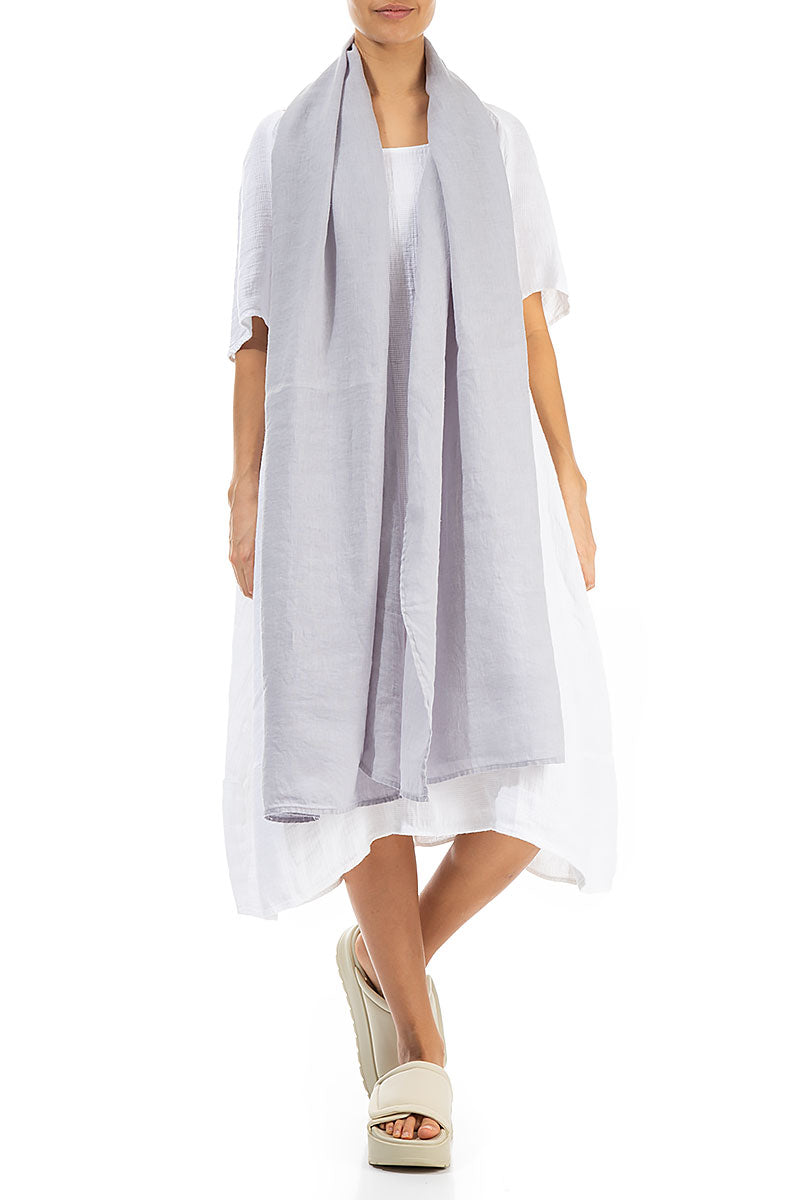 Lilac Grey Soft Gauze Linen Scarf 2