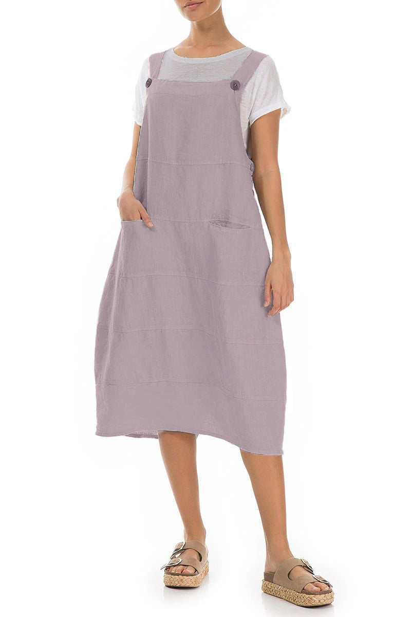 Lilac Linen Dungaree Dress