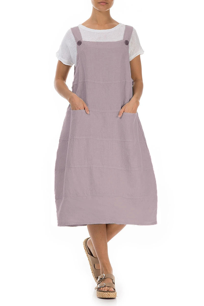 Lilac Linen Dungaree Dress