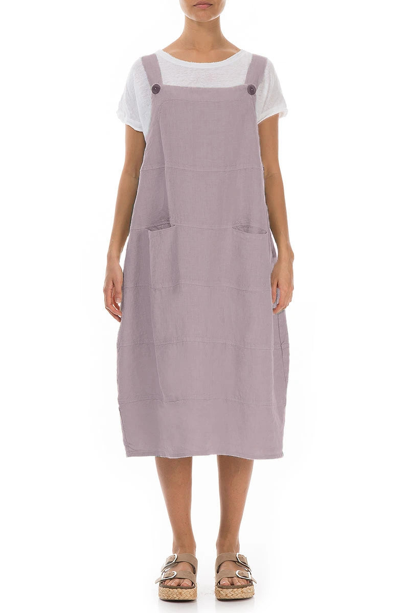 Lilac Linen Dungaree Dress