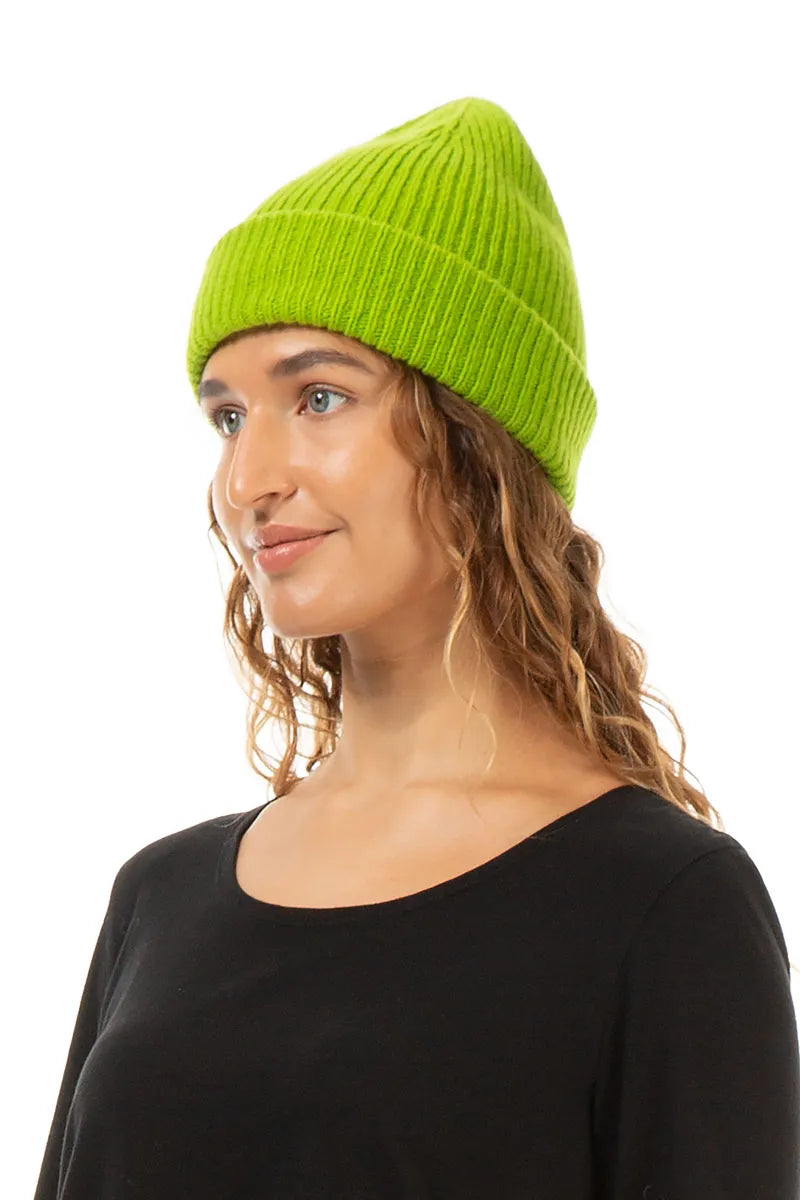 Lime Green Soft Wool Beanie Hat