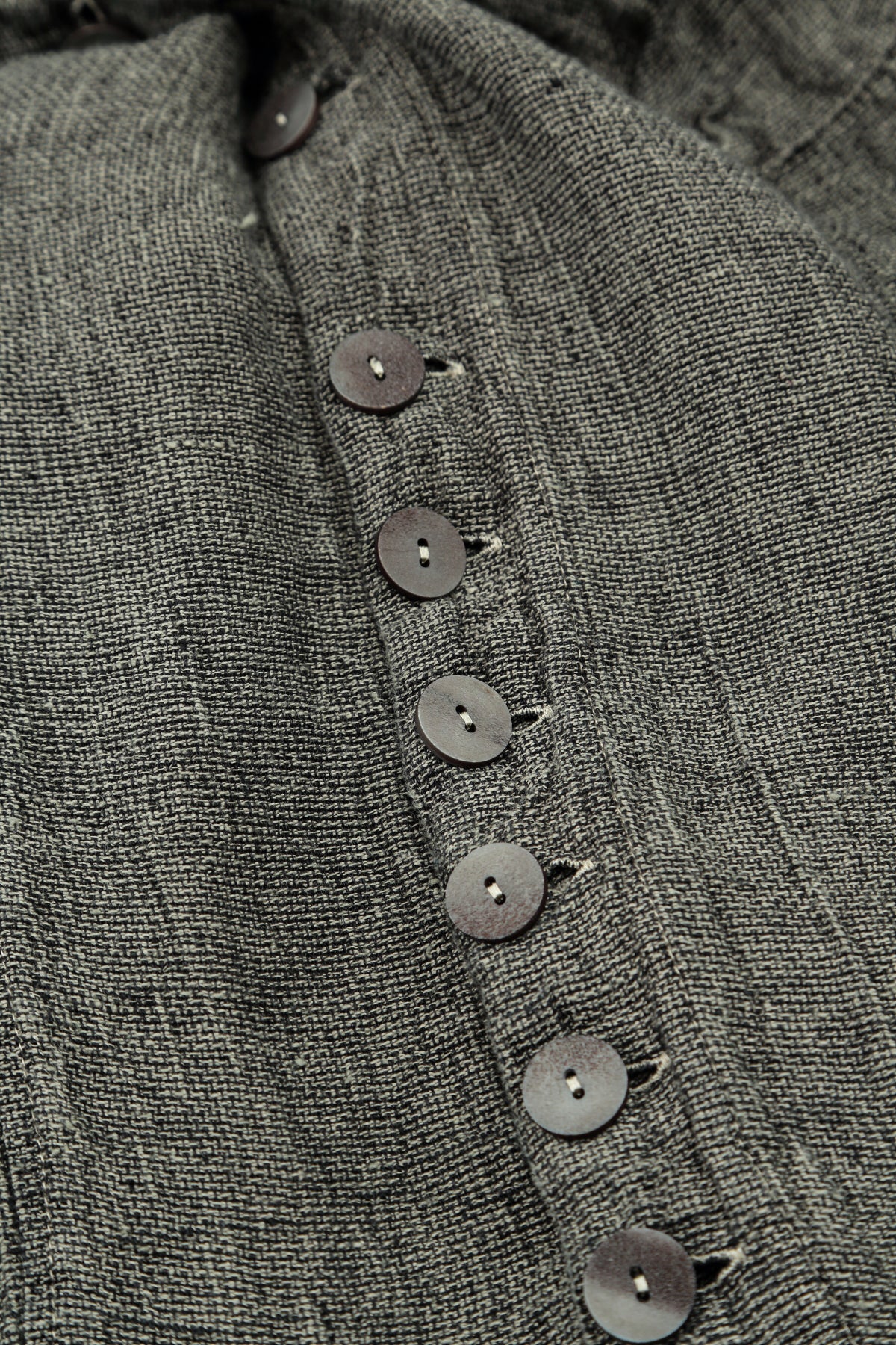 Long Buttonline Olive Grey Mélange Linen Jacket