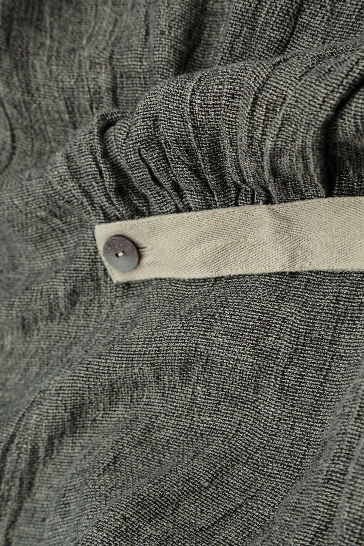 Long Buttonline Olive Grey Mélange Linen Jacket