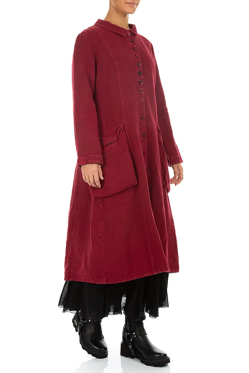 Long Buttonline Ruby Heavy Linen Jacket