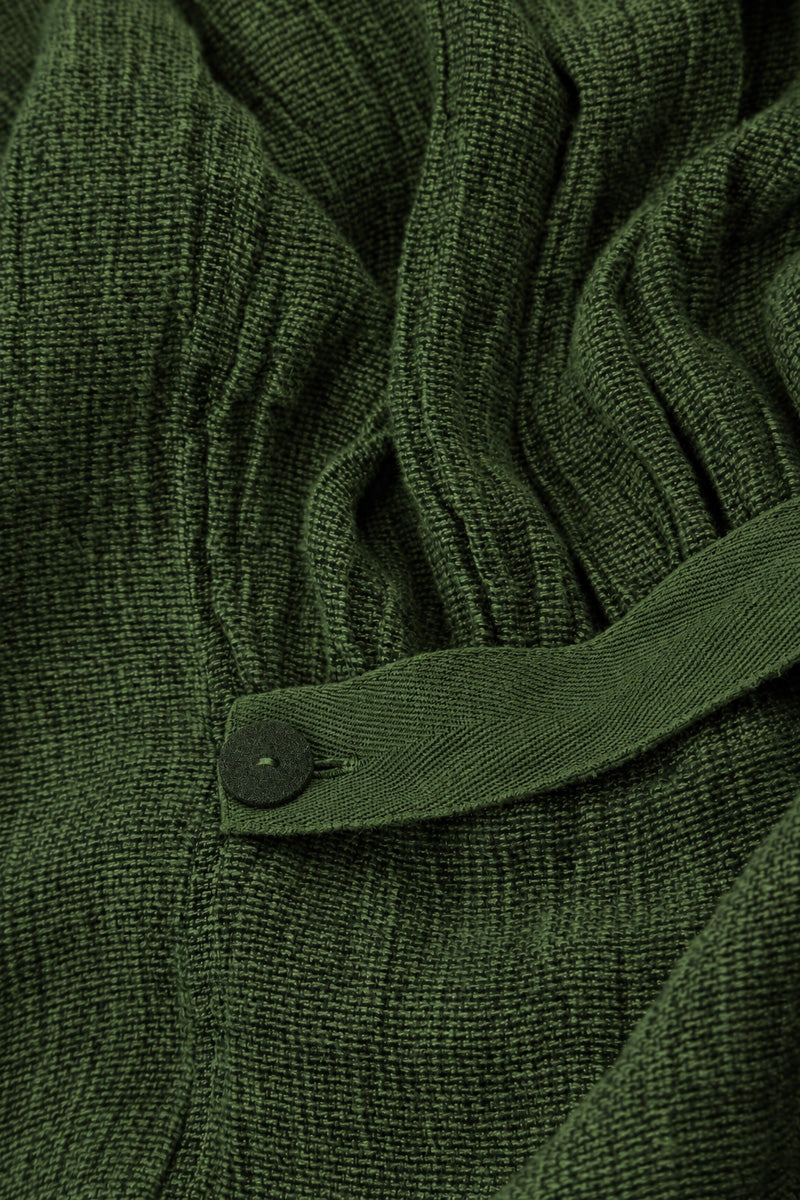 Long Buttonline Shamrock Green Mélange Linen Jacket