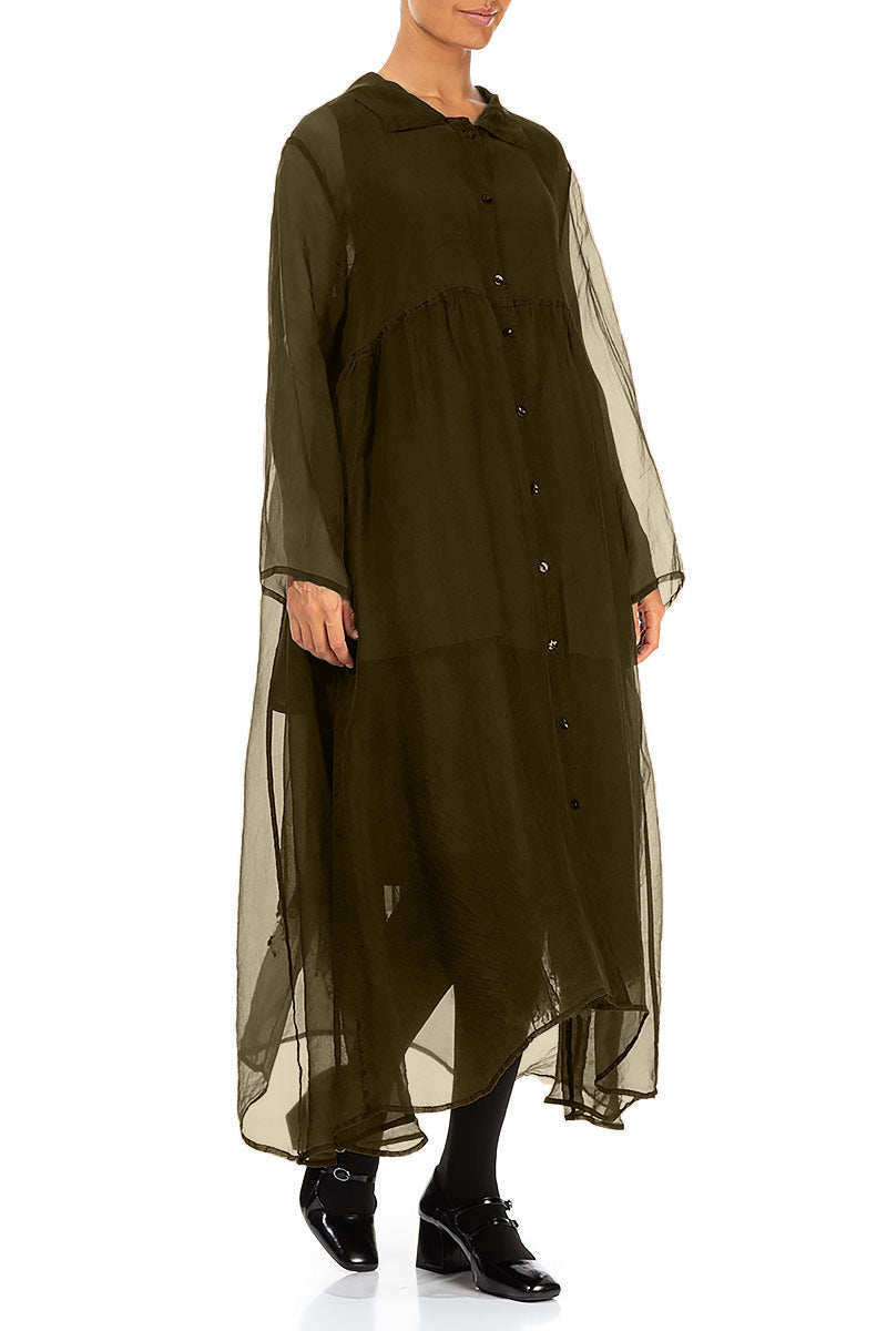 Long Forest Mist Silk Chiffon Jacket 3