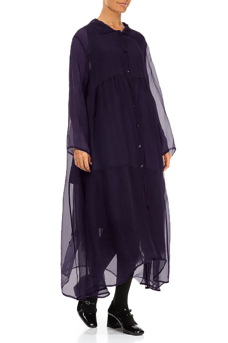 Long Royal Purple Silk Chiffon Jacket 3