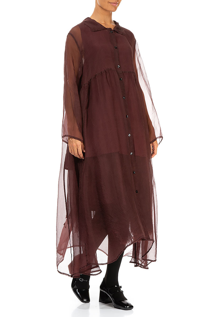 Long Merlot Silk Chiffon Jacket 3