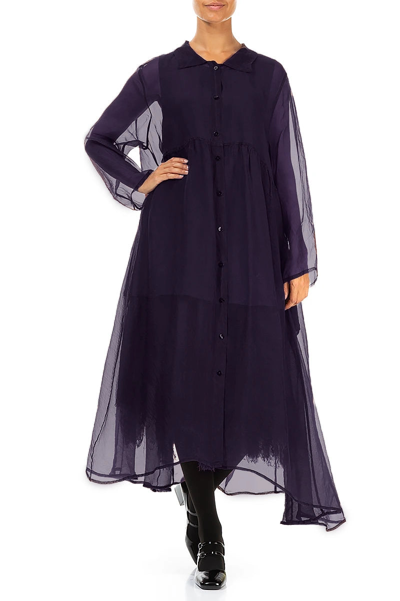 Long Royal Purple Silk Chiffon Jacket 4