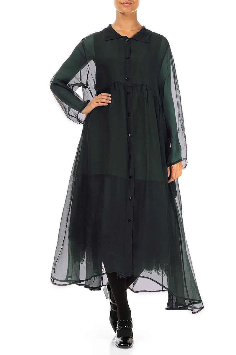 Long Peacock Silk Chiffon Jacket 4