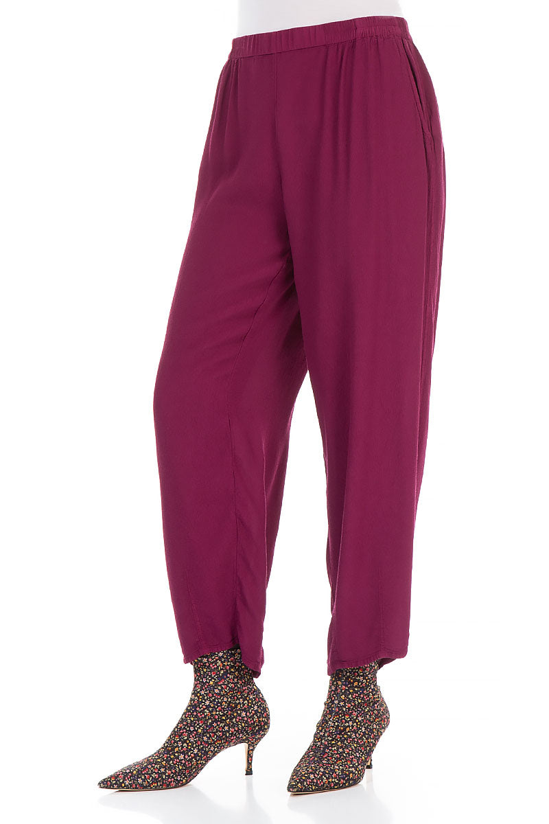 Tapered Claret Viscose Trousers 3