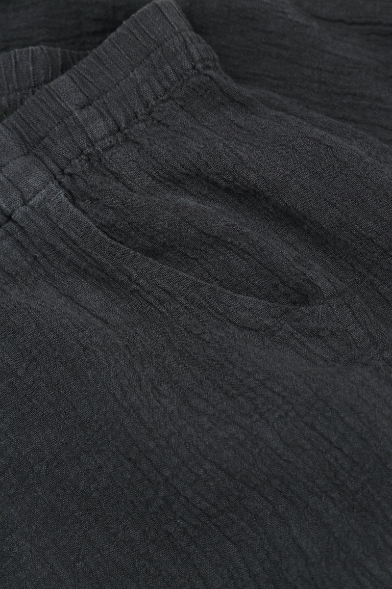 Long Tapered Graphite Textured Linen Trousers 5