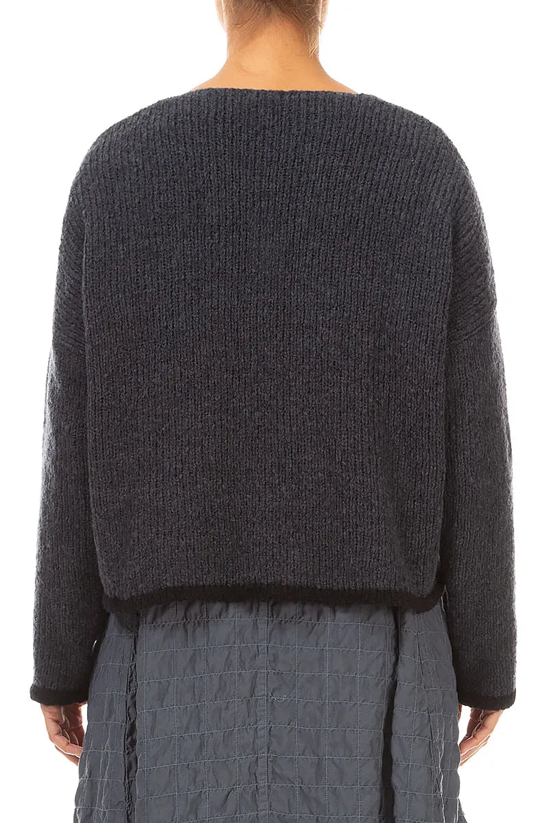 Longer Back Dark Grey Wool Cardigan 2