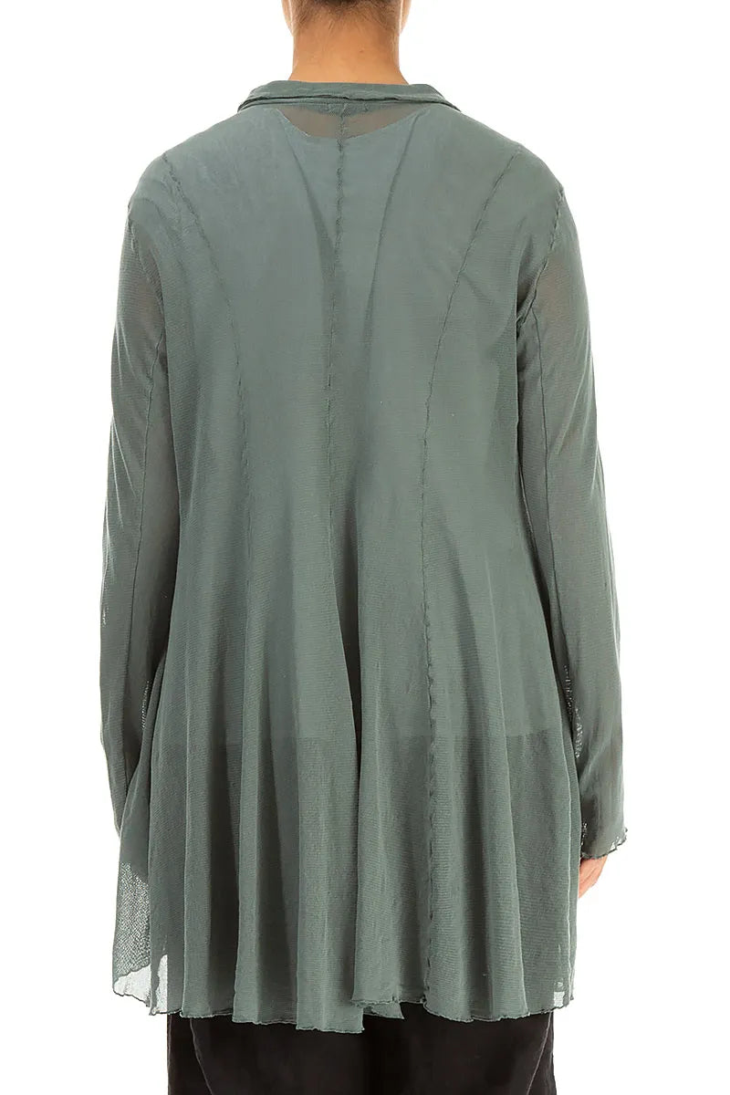 Longer Back Sage Mesh Soft Cotton Jacket 2