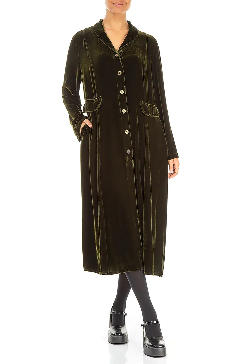 Longline Forest Mist Silk Velvet Jacket 4