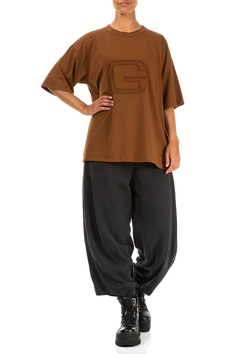 Lockere Bluse aus gealterter Kupferbaumwolle
