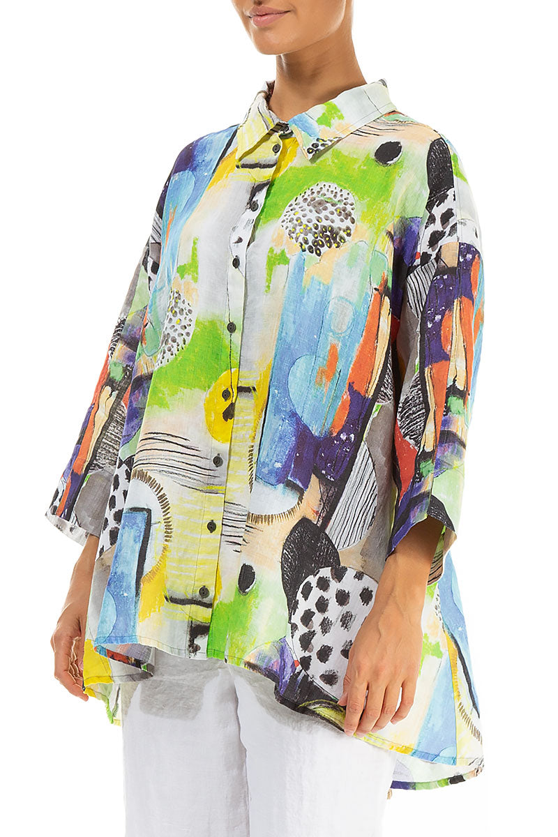 Loose Artmaze Linen Shirt 3