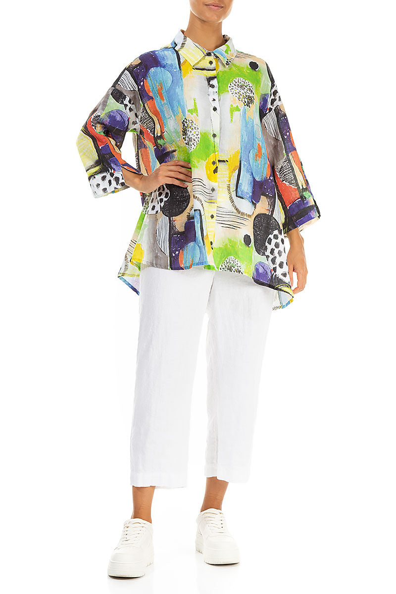 Loose Artmaze Linen Shirt 4