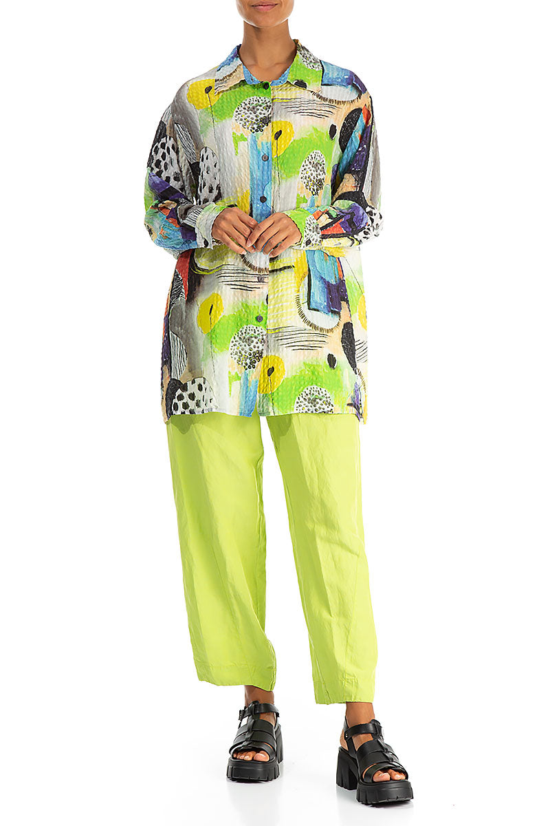 Loose Artmaze Textured Silk Shirt 4