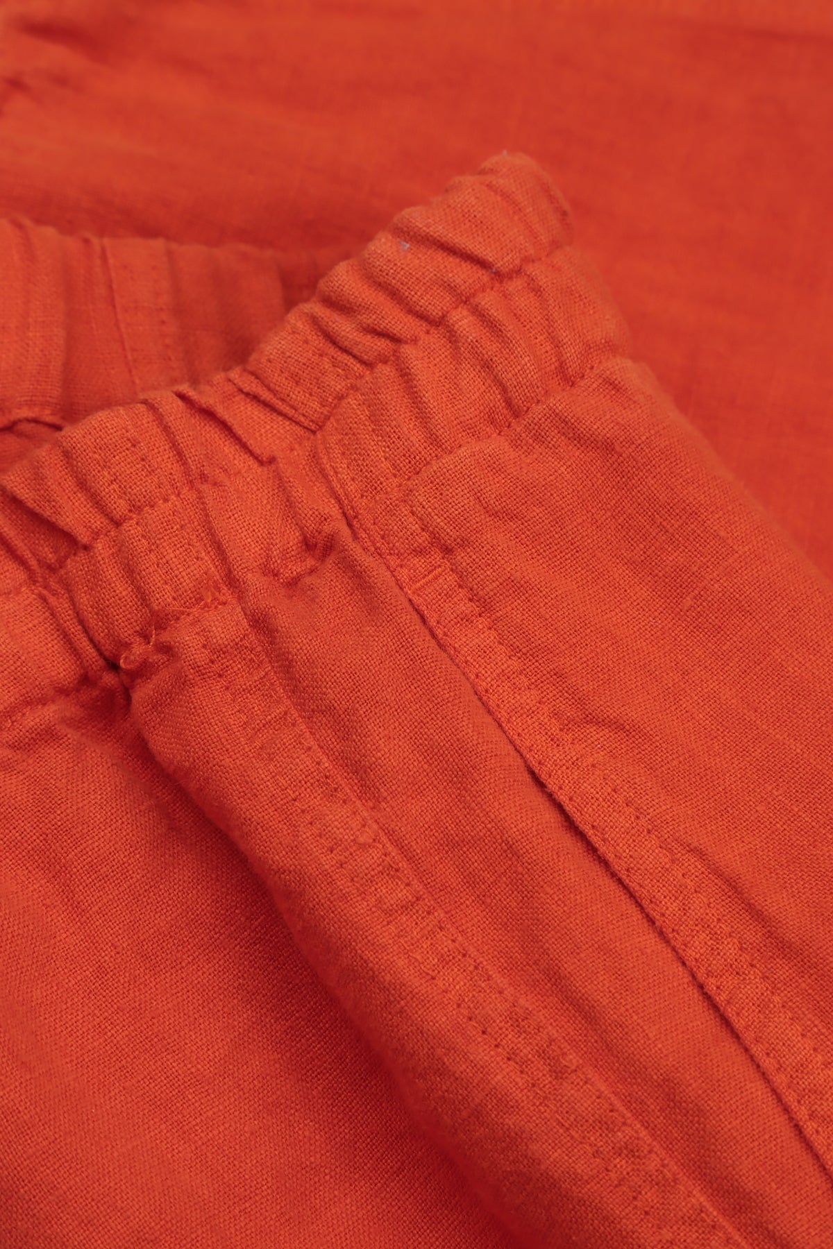 Loose Back Pockets Flame Orange Linen Trousers 4