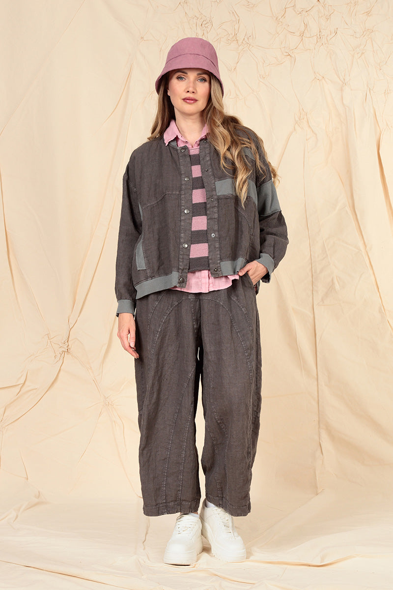 Loose Back Pockets Off-Dye Truffle Linen Trousers 6