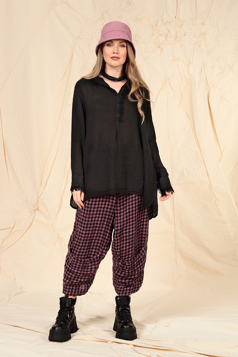 Loose Black Gauze Linen Shirt 6