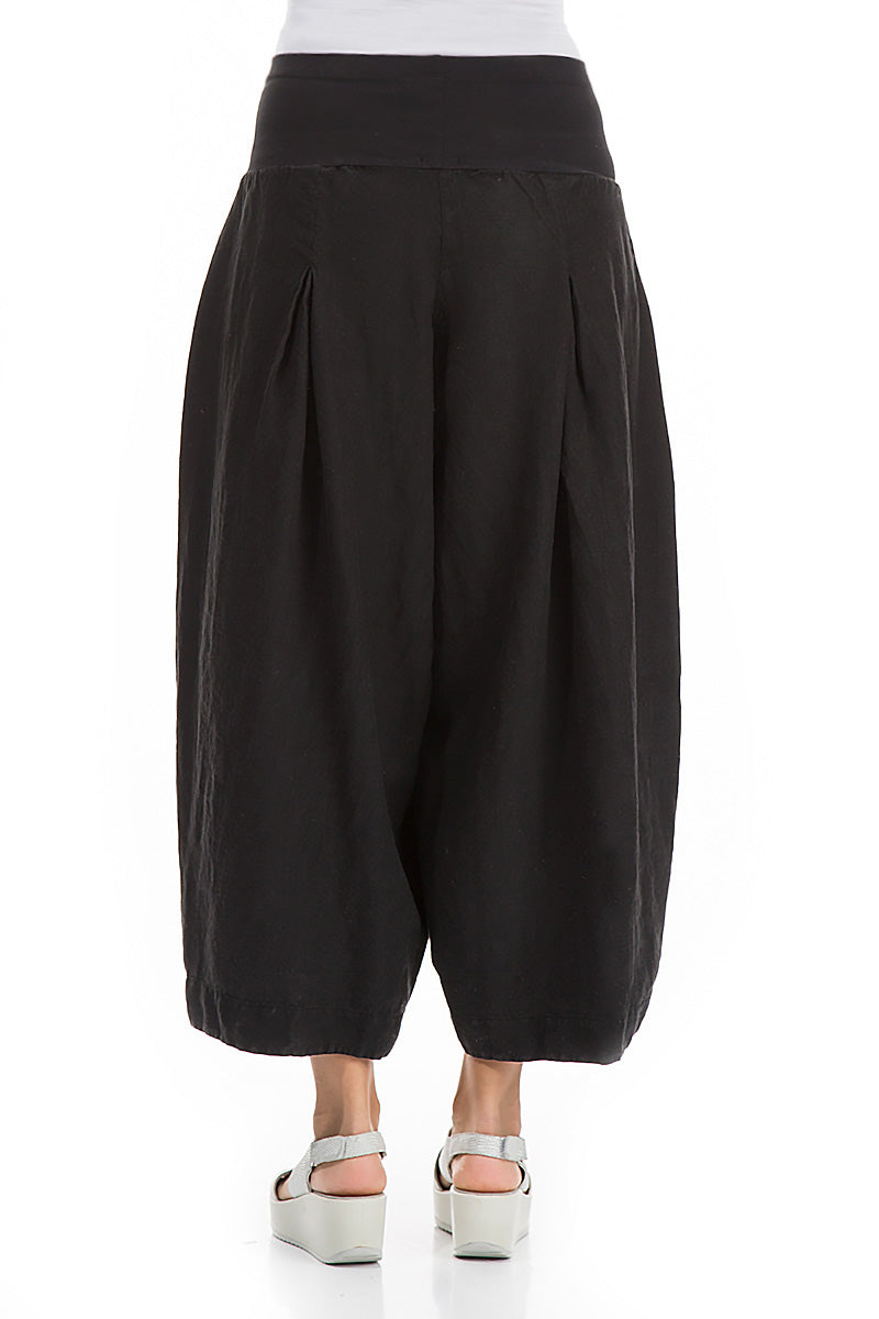 Loose Black Linen Trousers 2