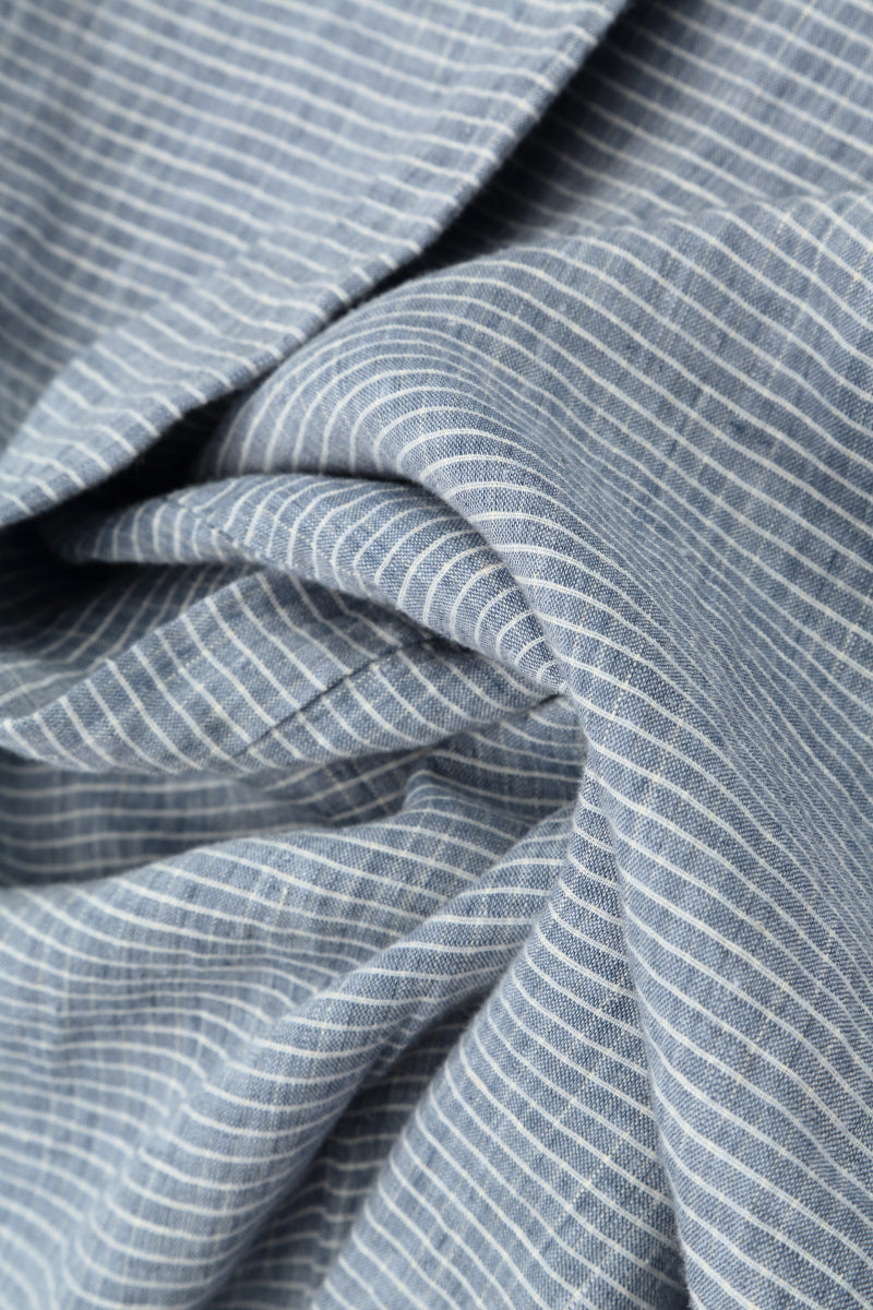 Loose Blue Stripe Linen Shirt 5