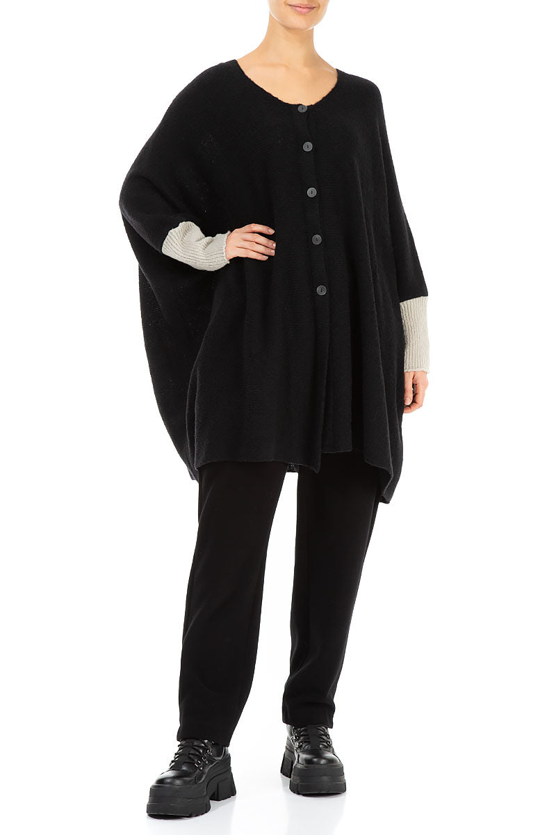 Loose Boxy Black Off White Wool Cardigan 4