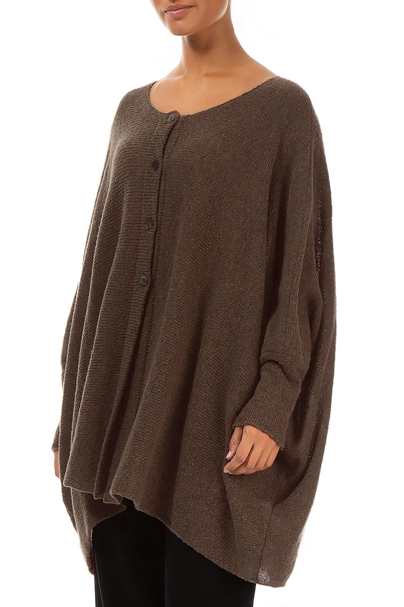 Loose Boxy Brown Wool Cardigan