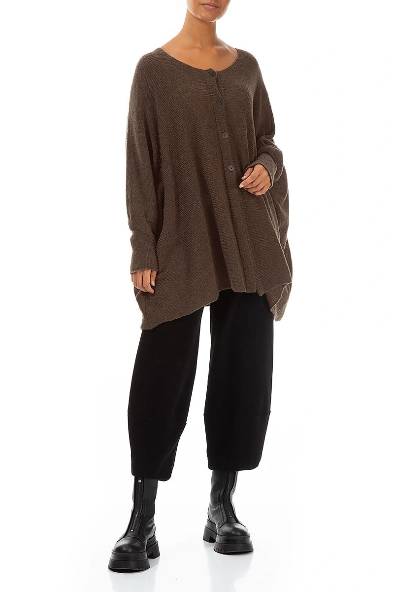 Loose Boxy Brown Wool Cardigan