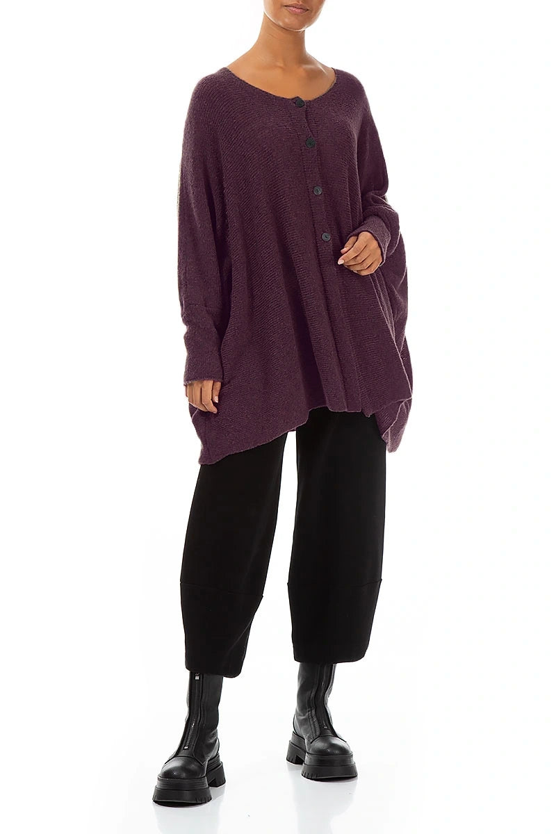 Loose Boxy Mulberry Wool Cardigan
