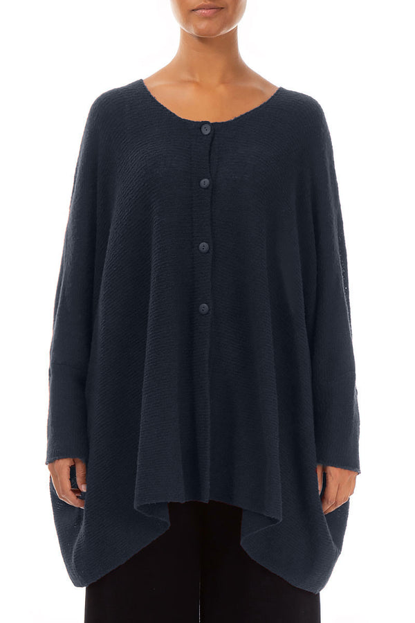 Loose Boxy Dark Navy Wool Cardigan 1