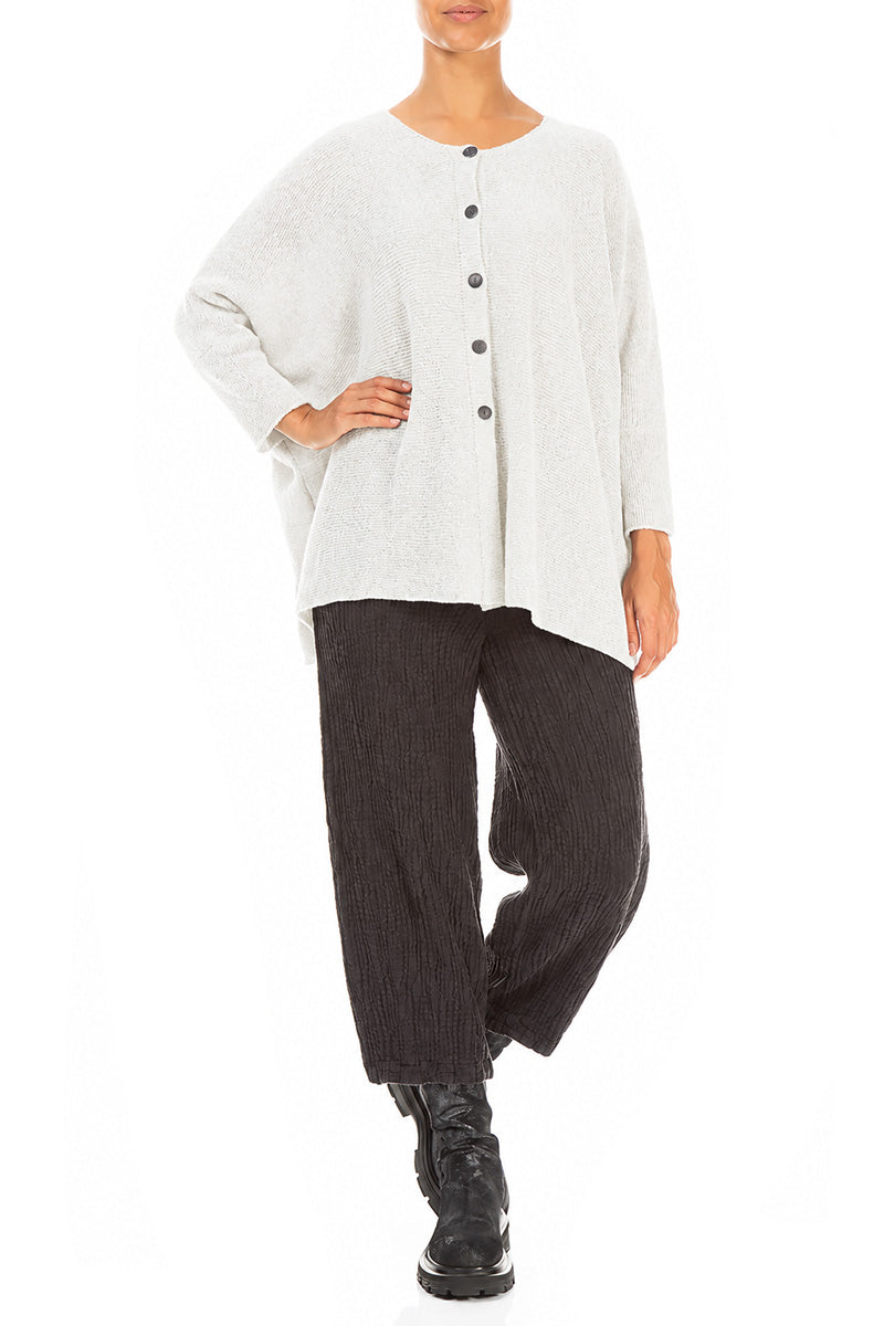 Loose Boxy White Wool Cardigan
