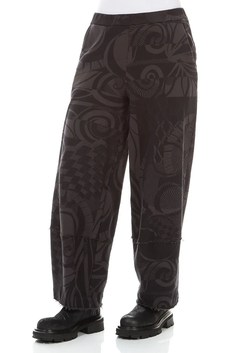 Loose Charcoal Orbit Cotton Trousers