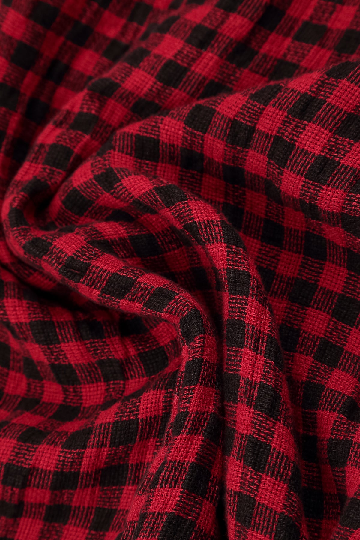 Loose Red Check Linen Shirt 6