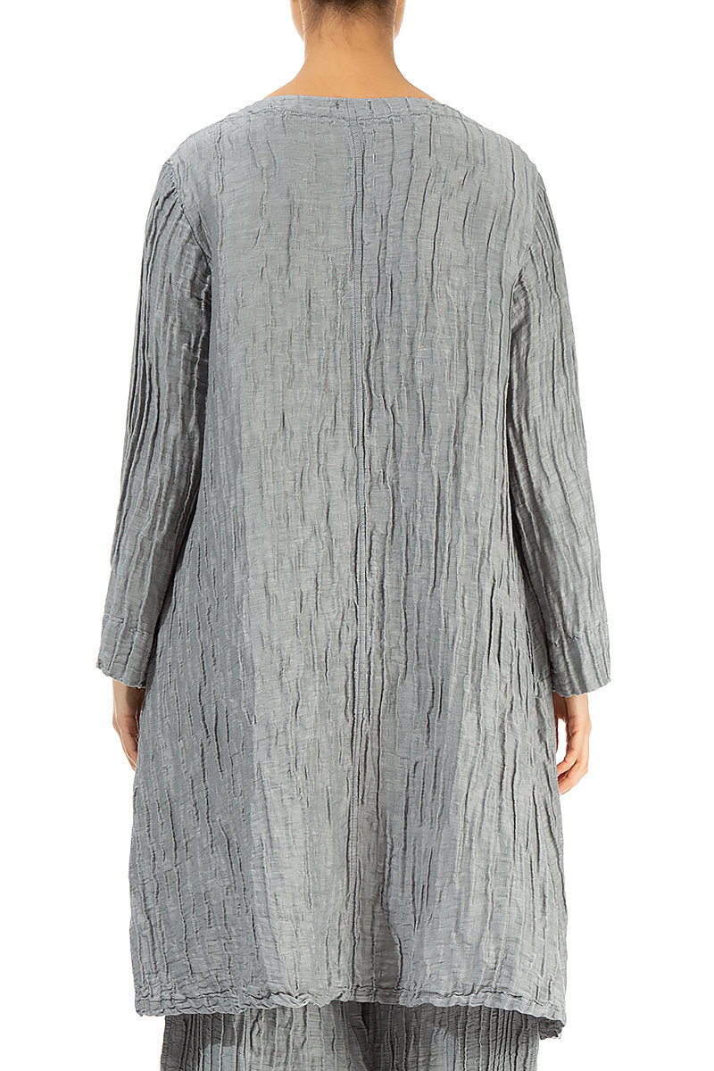 Loose Crinkled Grey Sage Silk Tunic 2
