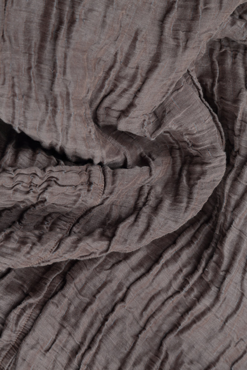 Loose Crinkled Truffle Silk Linen Shirt 5