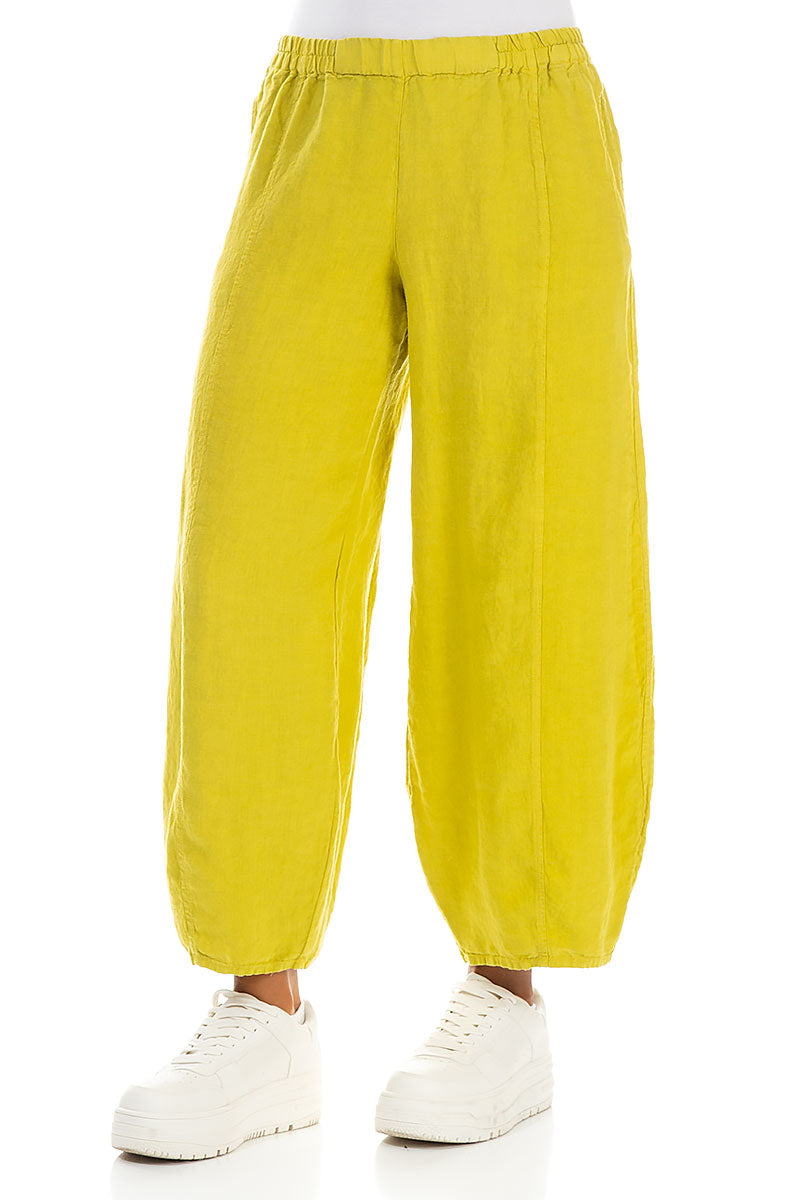 Loose Cyber Lime Linen Trousers 3