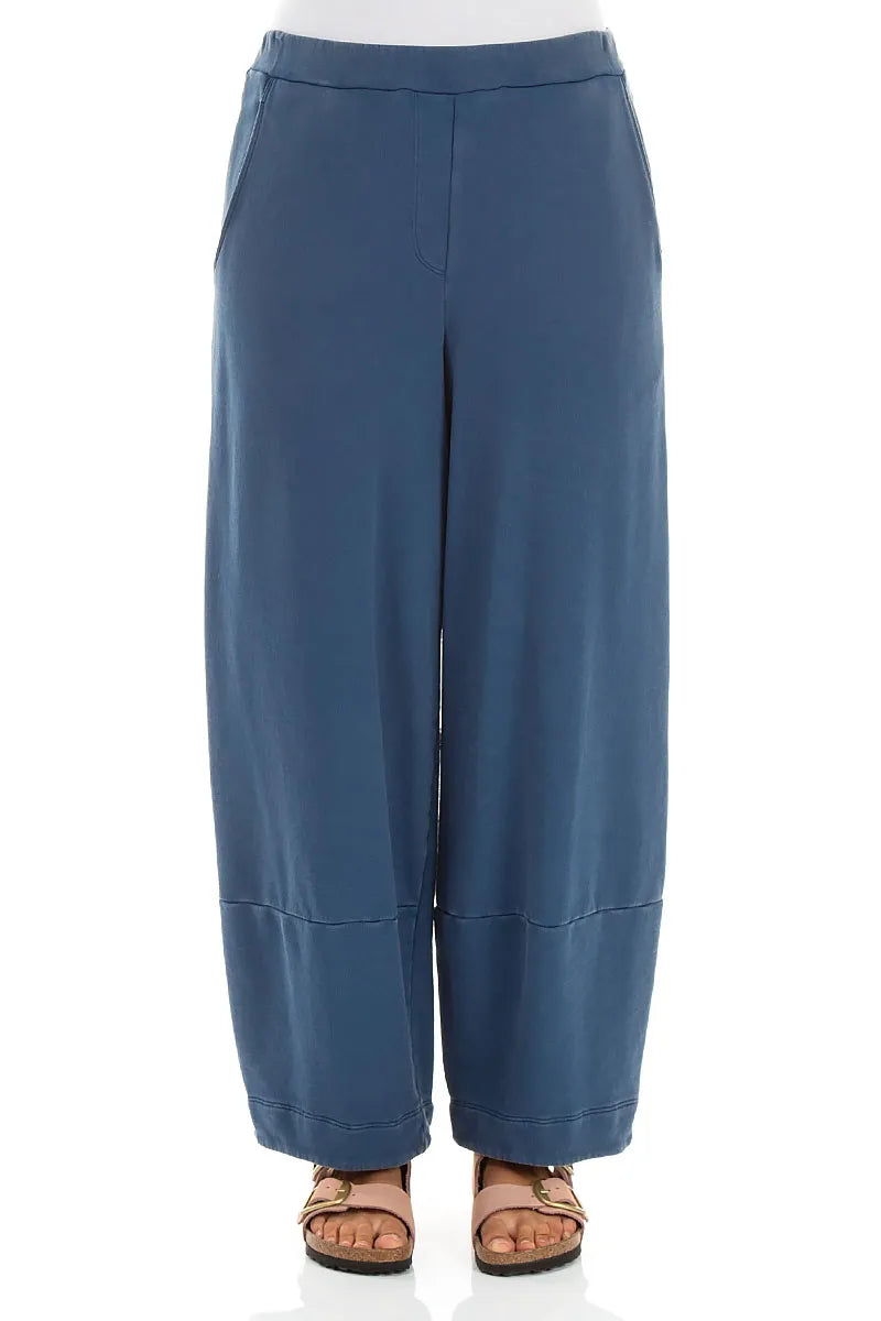 Loose Dark Cobalt Blue Cotton Trousers