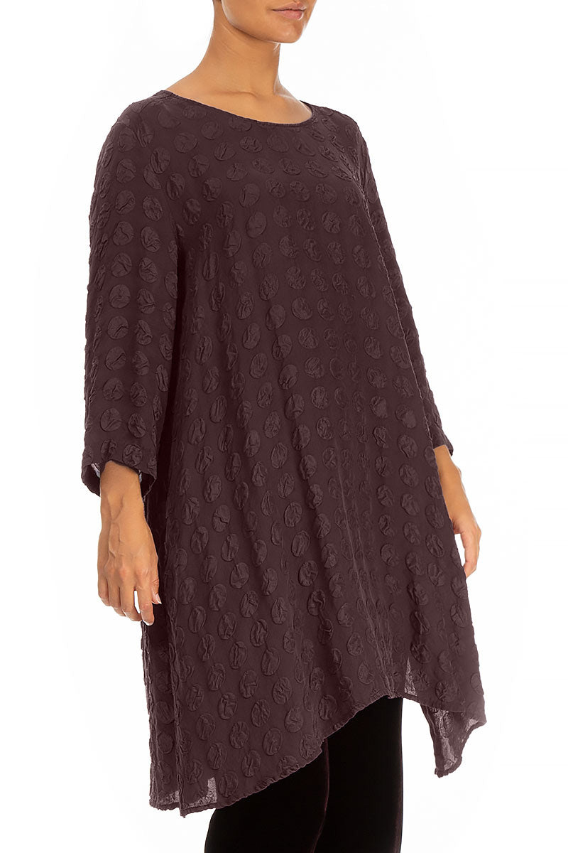 Loose Deep Plum Bubble Silk Tunic